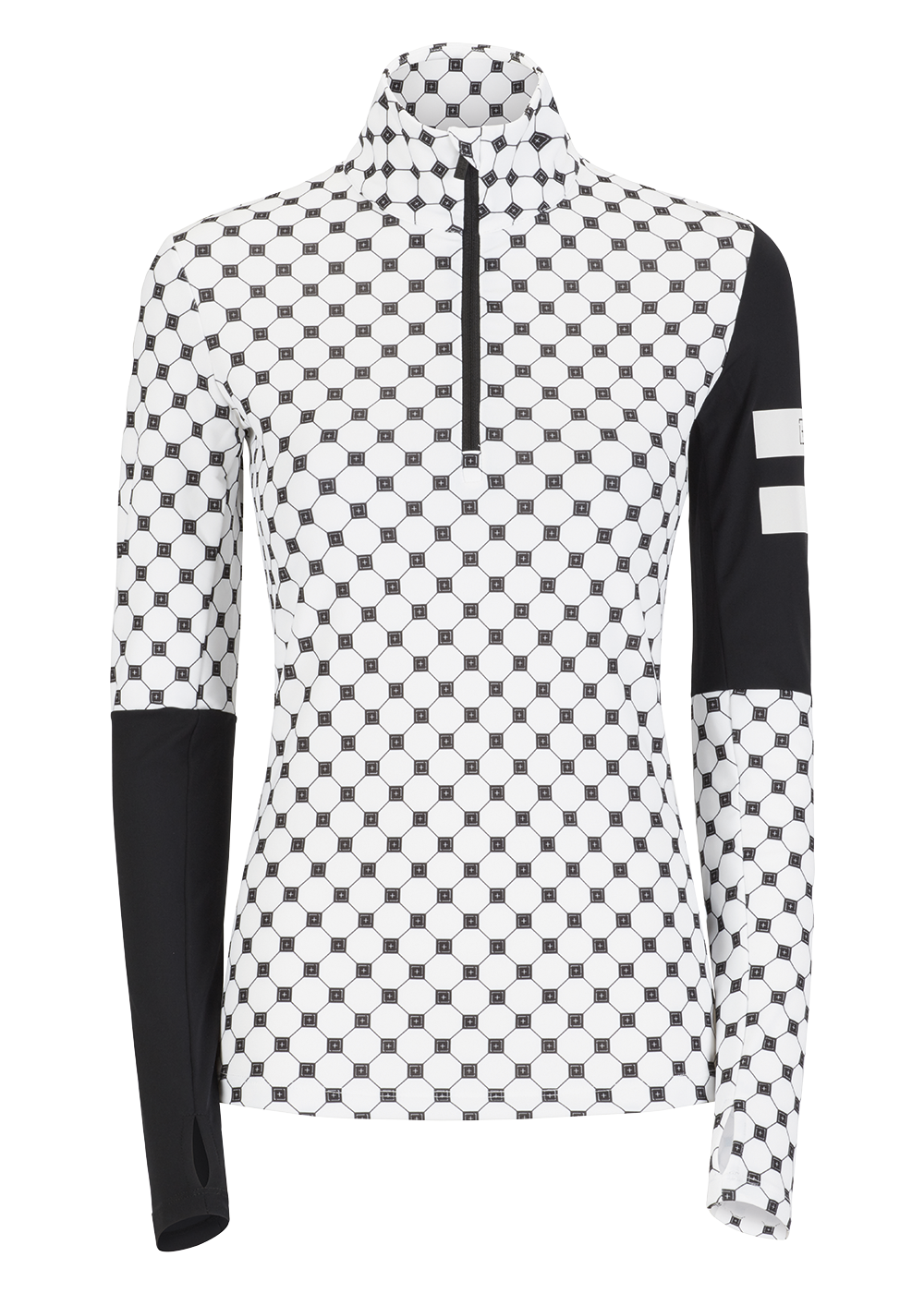 Onemore 681 -T-Neck With Half Zip Printed Logob./Black/White