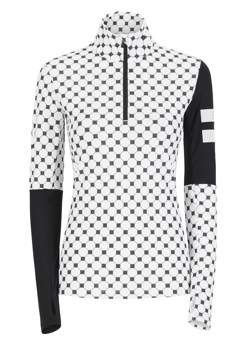 Onemore 681 -T-Neck With Half Zip Printed Logob./Black/White